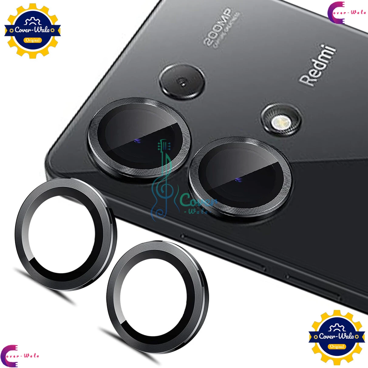 For Redmi Note 14 Pro Camera Protector WSKEN Metal Ring Tempered Glass Camera Lens Protector Power by AL-Huda Gadget Corner