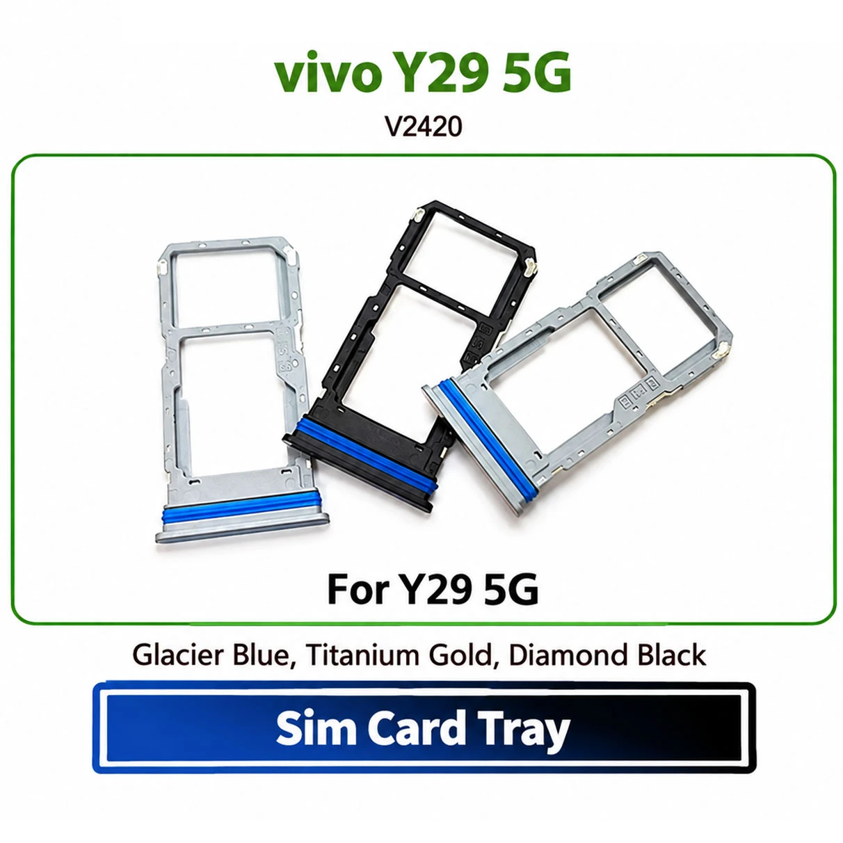Vivo Y29 5G Sim Card Tray Slot Holder Card Reader SD Card Slot Adapter Dual Sim Tray Replacement Repair Spare Part For V2420