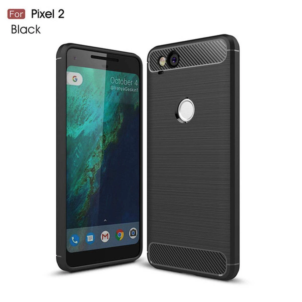 For Google Pixel 2 Back Cover Coque Shockproof Protective Carbon Fiber Bumper Phone Case