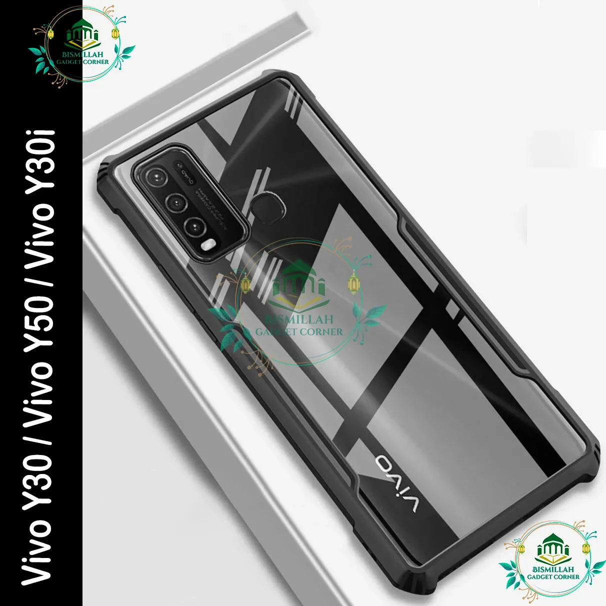 back cover For Vivo Y30 / Vivo Y50 / Vivo Y30i Edge-Reinforced Shockproof Cushion Back Clear Hybrid Transparent Hard Cover Casing