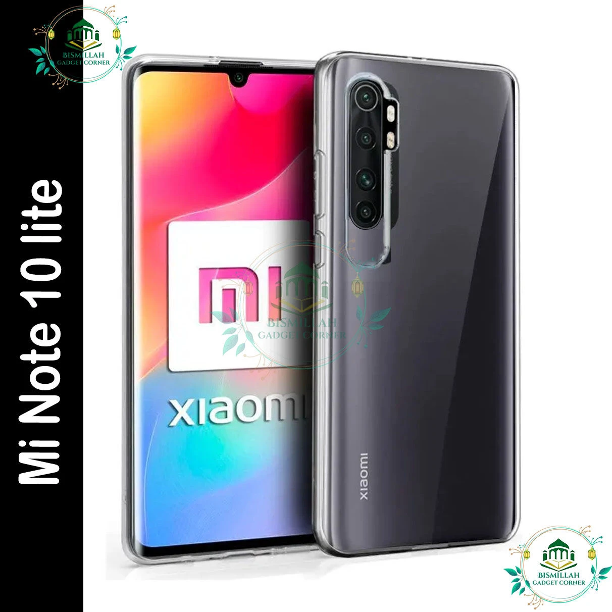 Xiaomi Mi Note 10 Lite Phone Case Transparent Soft Gel TPU Reinforced Corners Cushion Bumper Shockproof Drop Protection Case Cover