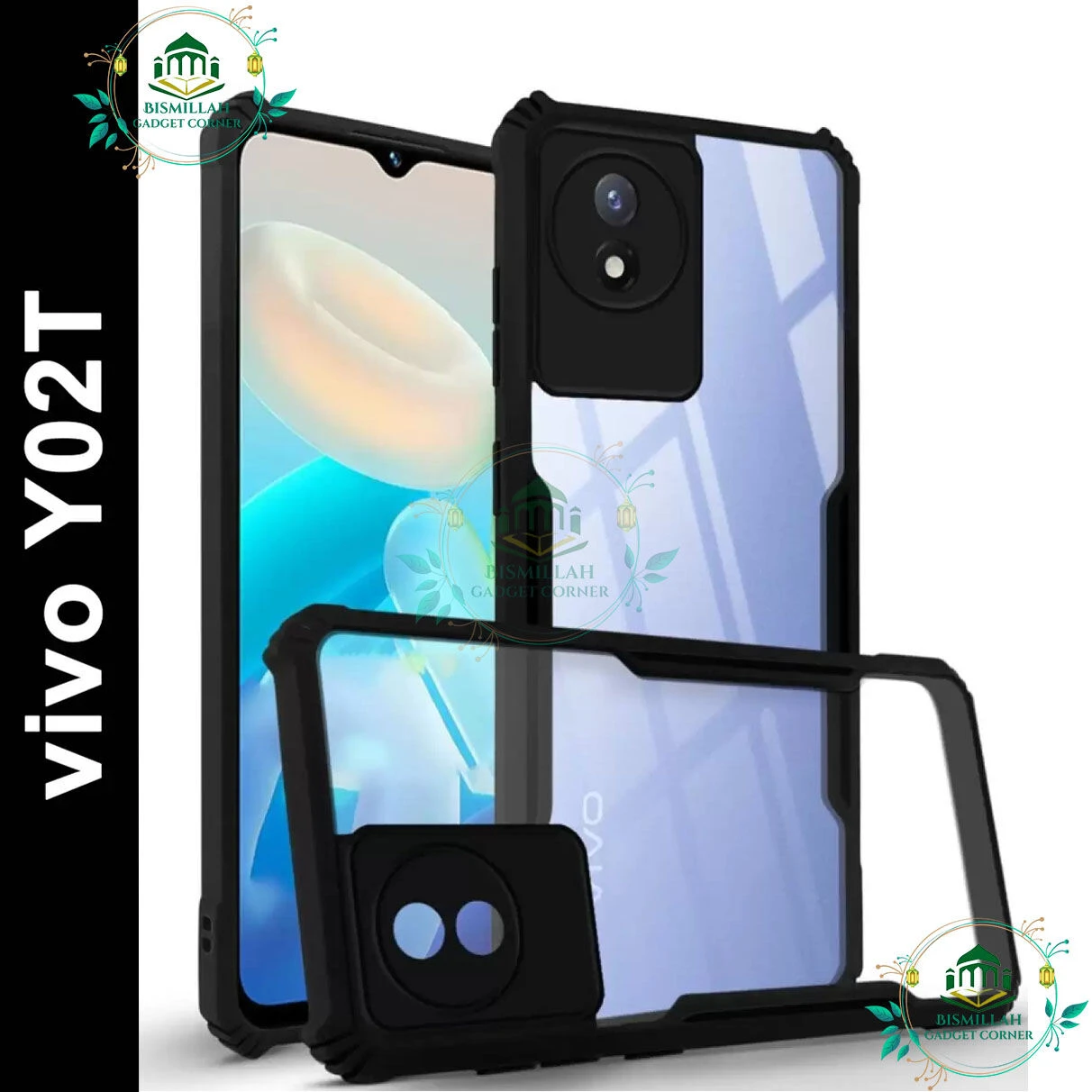Xundd Back Cover for Vivo Y02T Transparent Hybrid Hard PC Back Bumper