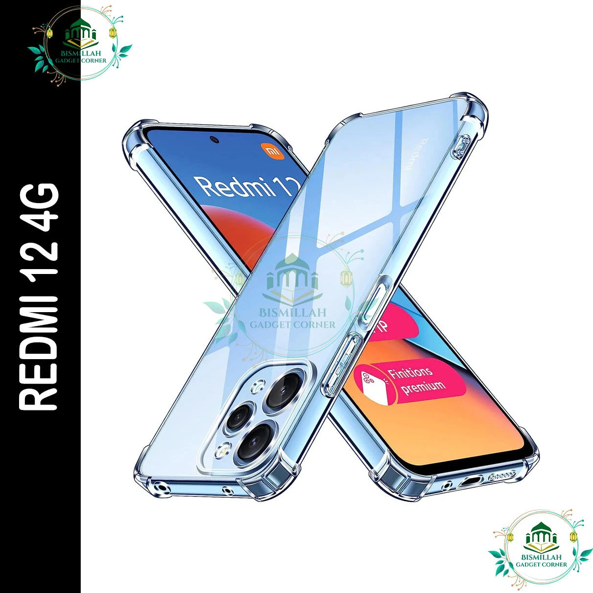 Transparent back cover For Xiaomi Redmi 12 4G Luxury transparent Protect Back Cover Soft Case