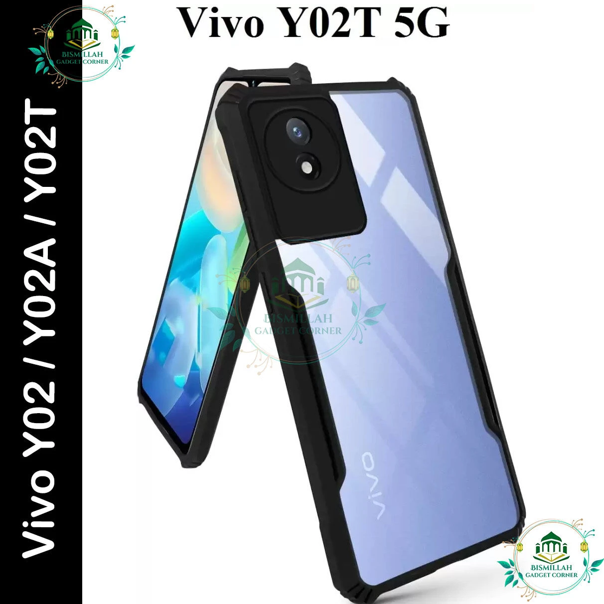 Xundd Back Cover for Vivo Y02 / Vivo Y02A / Vivo Y02T Transparent Hybrid Hard PC Back Bumper