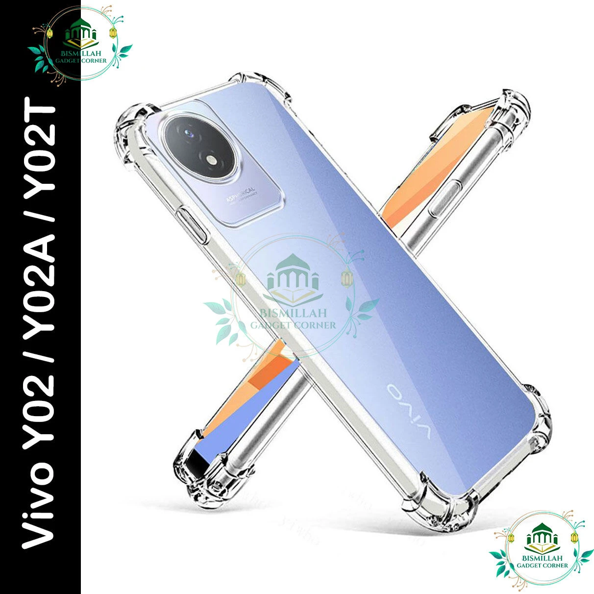 Transparent back cover For Vivo Y02 / Vivo Y02A / Vivo Y02T Luxury transparent Protect Back Cover Soft Case