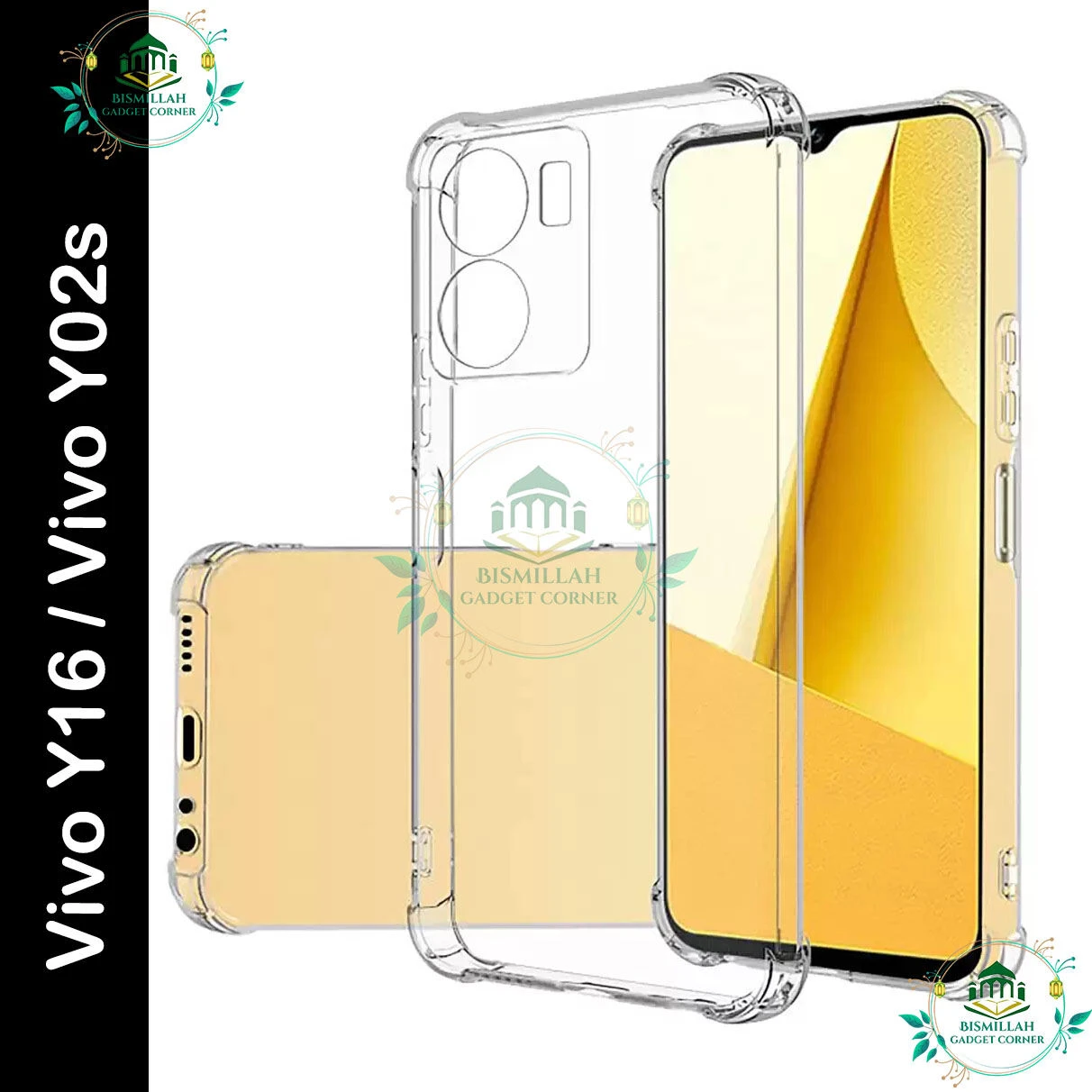 Transparent back cover For Vivo Y16 / Vivo Y02s  Luxury transparent Protect Back Cover Soft Case