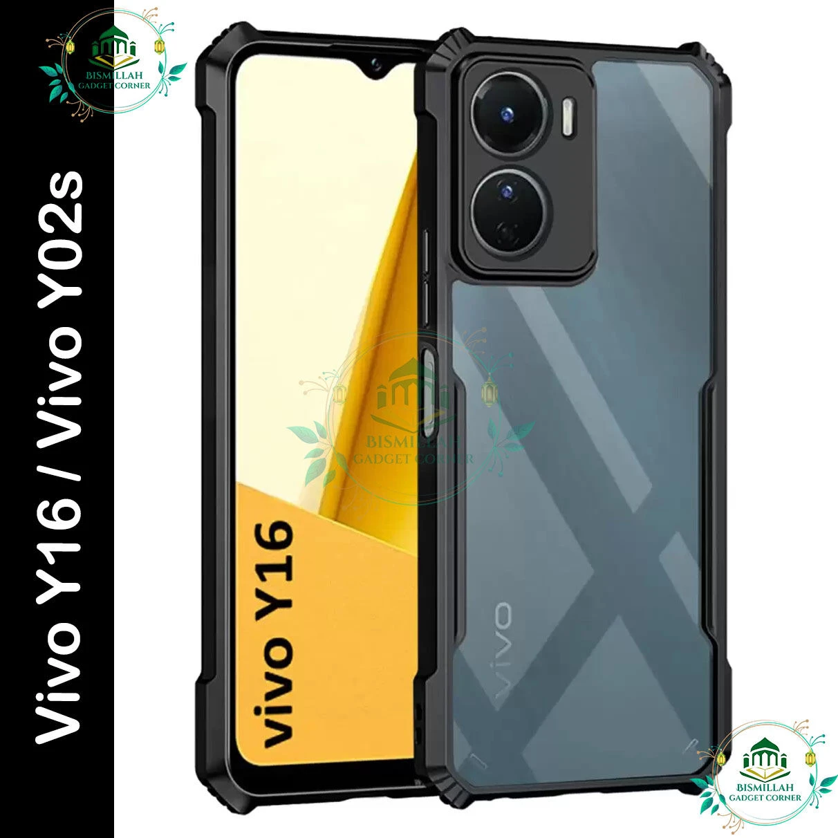 Xundd Back Cover for Vivo Y16 / Vivo Y02s  Transparent Hybrid Hard PC Back Bumper