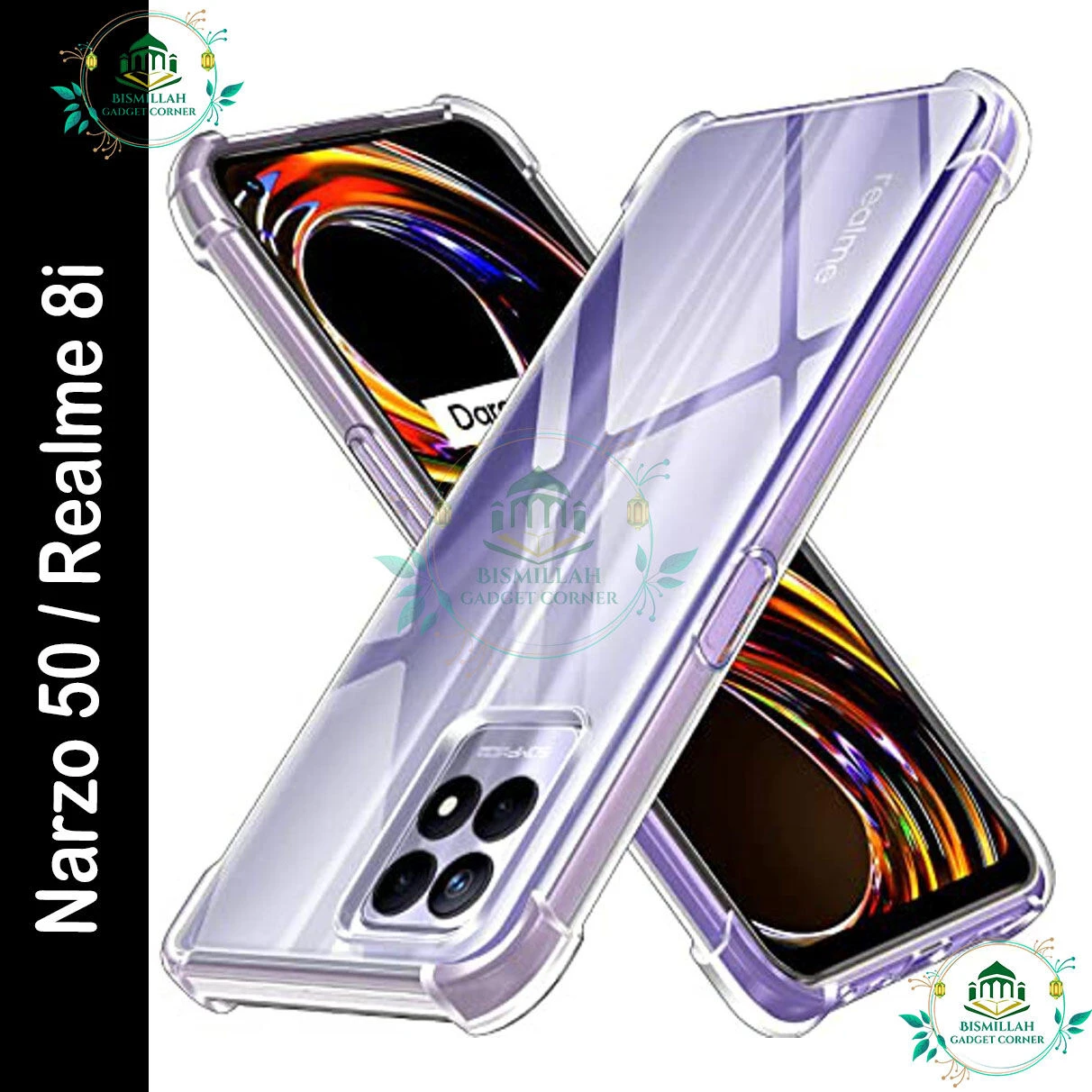 Transparent back cover For Realme Narzo 50 / Realme 8i Luxury transparent Protect Back Cover Soft Case