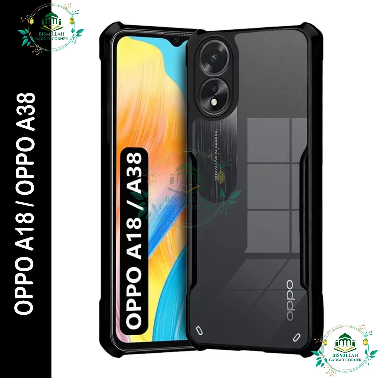 Xundd Back Cover for OPPO A18 / OPPO A38 Transparent Hybrid Hard PC Back Bumper