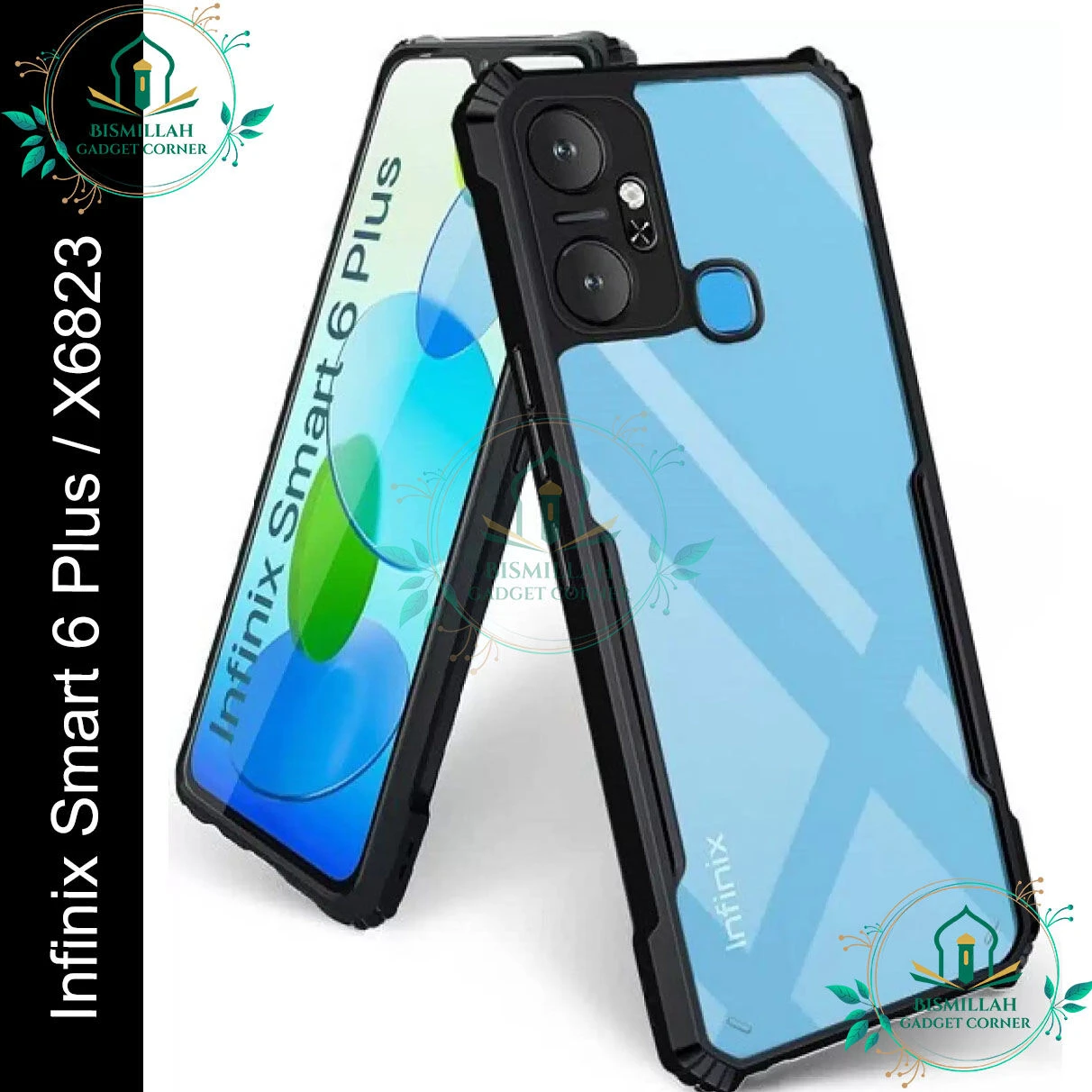 Xundd Back Cover for Infinix Smart 6 Plus / X6823 Transparent Hybrid Hard PC Back Bumper