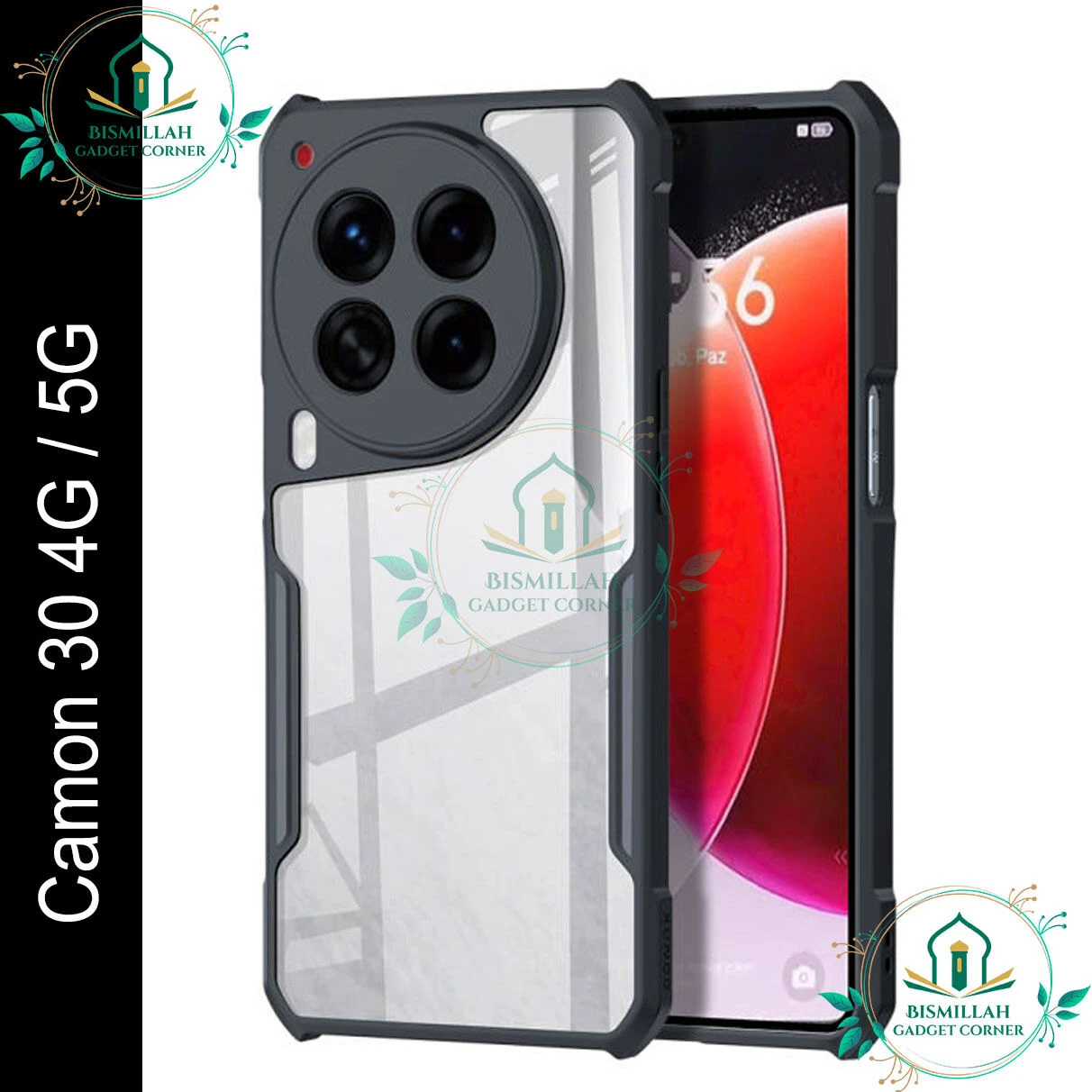 Xundd Back Cover for Tecno Camon 30 4G/5G Transparent Hybrid Hard PC Back Bumper