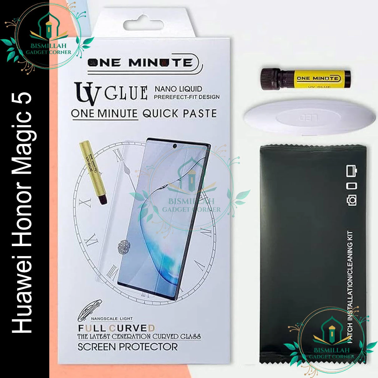 Premium UV Tempered Glass For Huawei Honor Magic5 Screen Protector Curved with Liquid Glue and UV Light -Transparent Clear