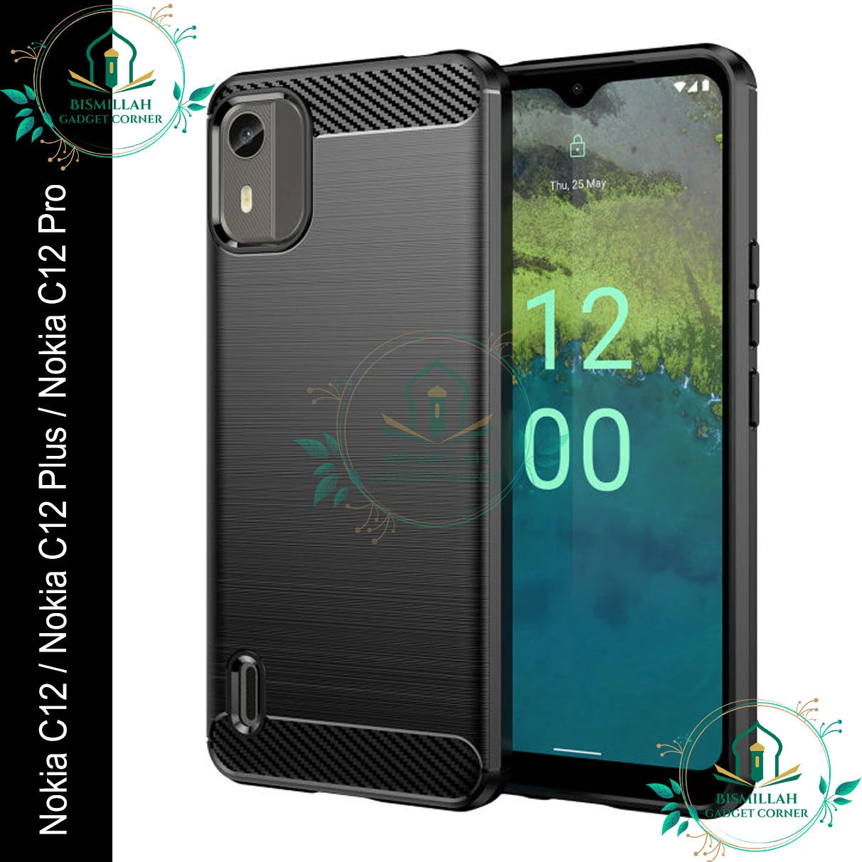 Spigen cover For Nokia C12 / Nokia C12 Plus / Nokia C12 Pro Carbon Fiber Back cover Soft Slim Fashion Non-Slip Protective Carbon Fiber Phone Case
