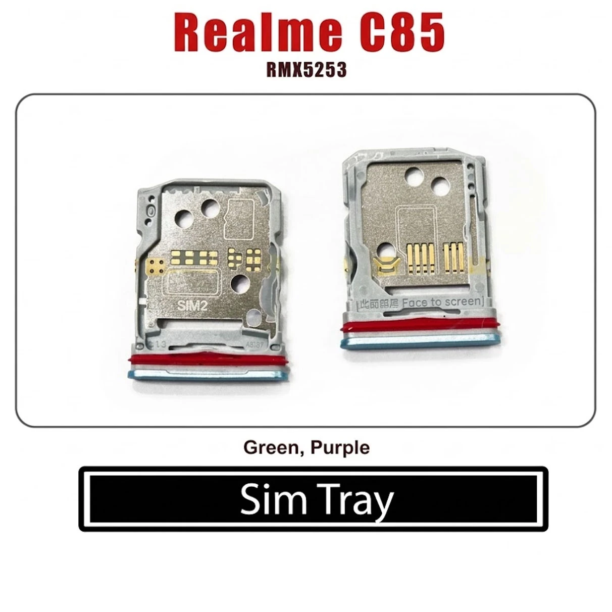 Realme C85 Sim Tray / Sim Slot /SD Card Tray /Holder Card compatible Replacement Parts (RMX5253)