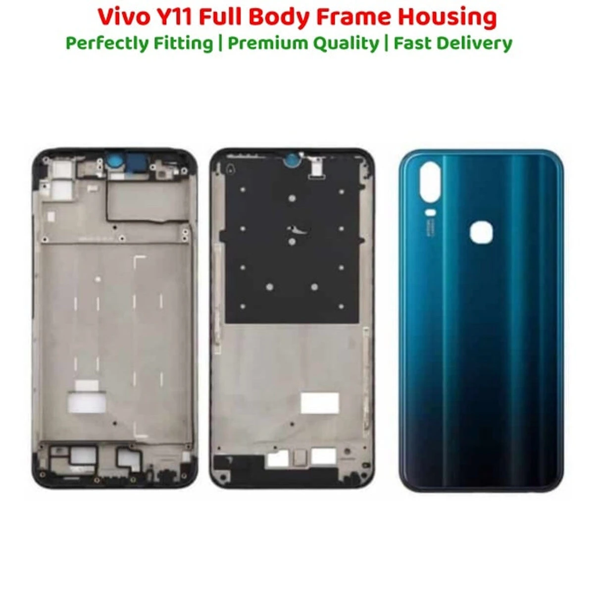 Housing Panel + Battery Door for Vivo Y11 2019 / Vivo Y12i – Full Body Back Shell Replacement with Camera and Button Slots (OEM Quality)