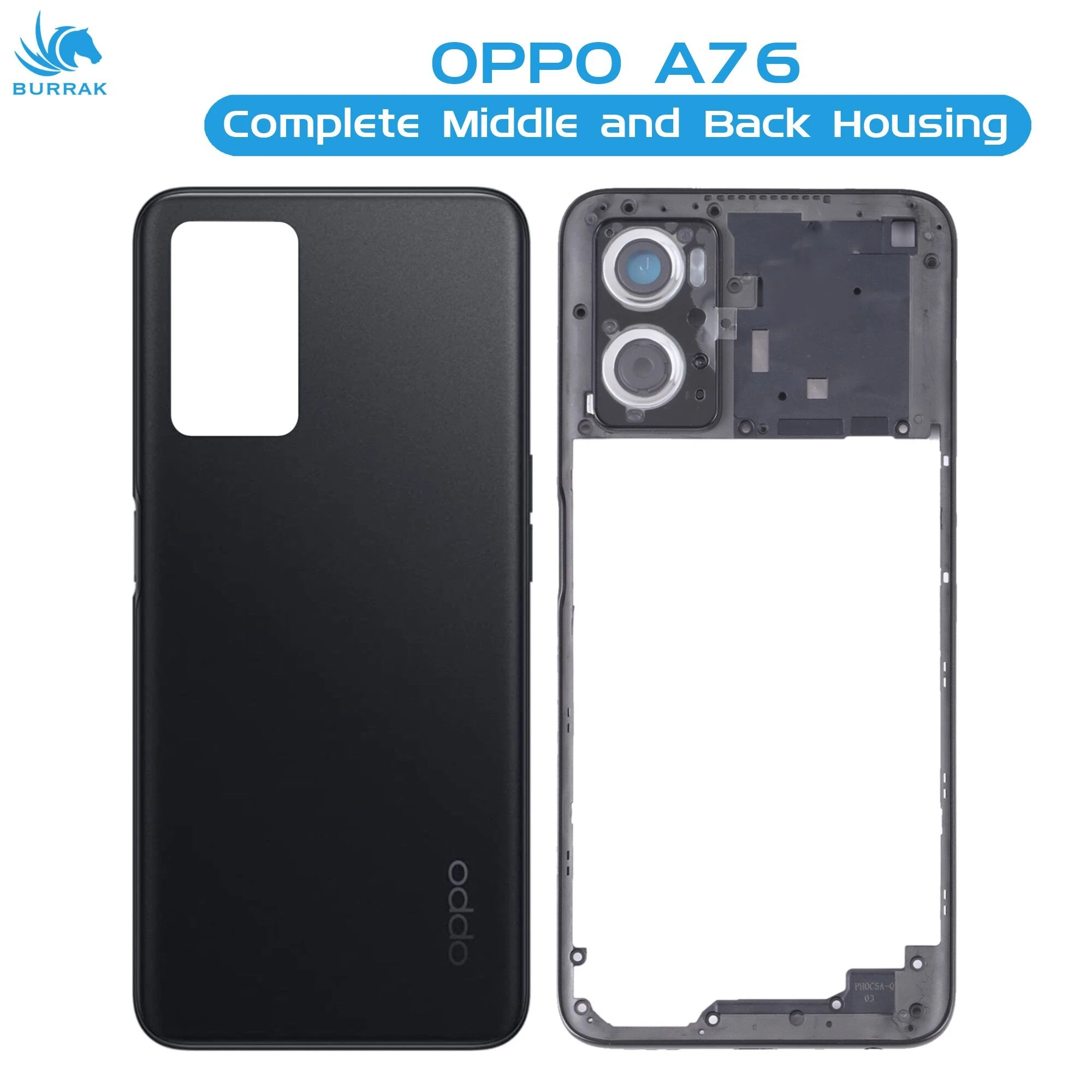 Oppo A76 (Backshell) Back Panel with Side Frame Housing