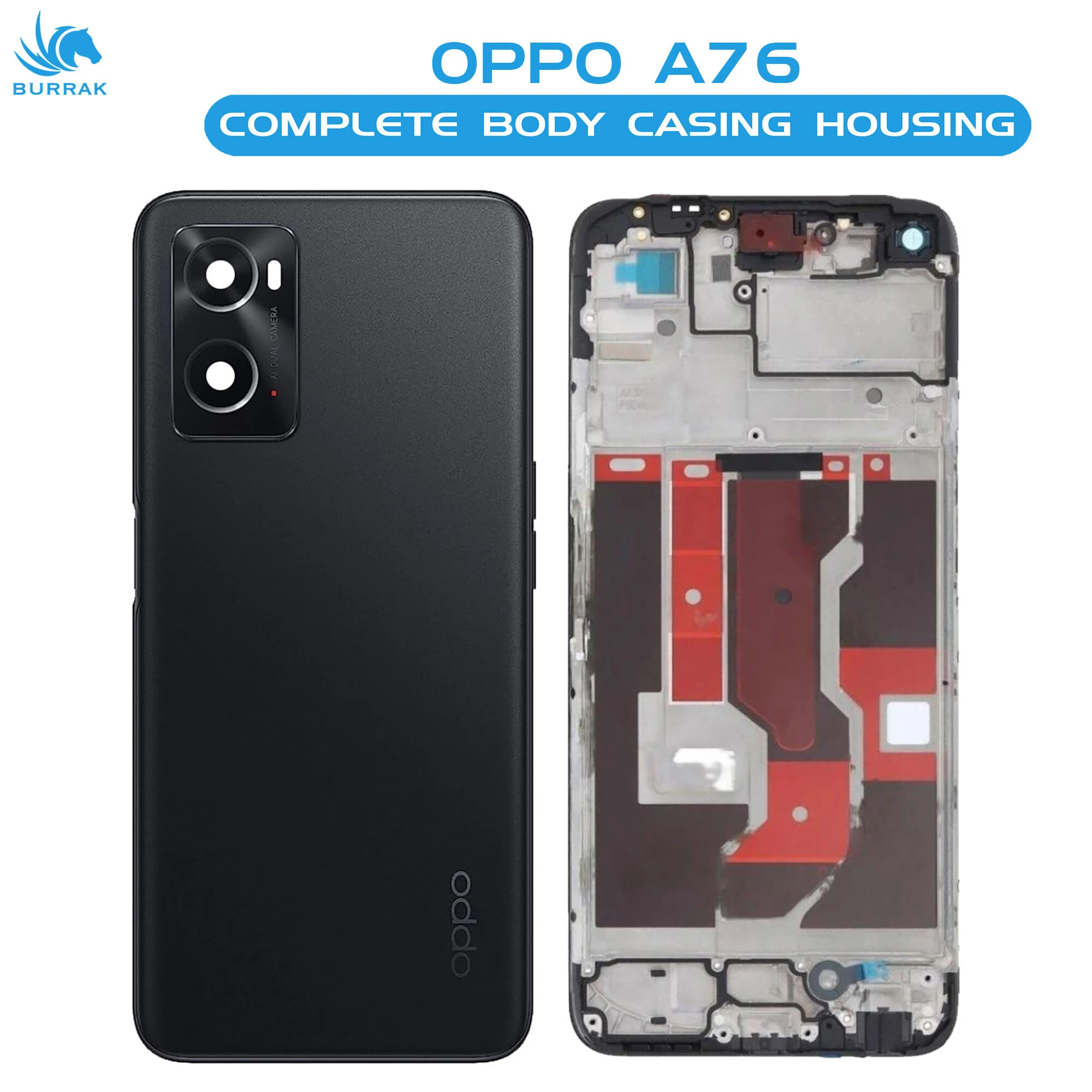 Oppo A76 Full Body Housing / Middle Frame Chassis with Back Panel