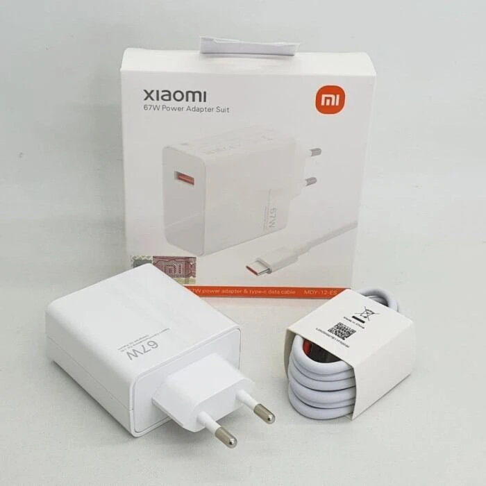 Xiaomi 67W Fast Charger and 6A USB Type C Charging Cable Set Wall Charger Single USB-A Port Power Adapter Charging for Xiaomi