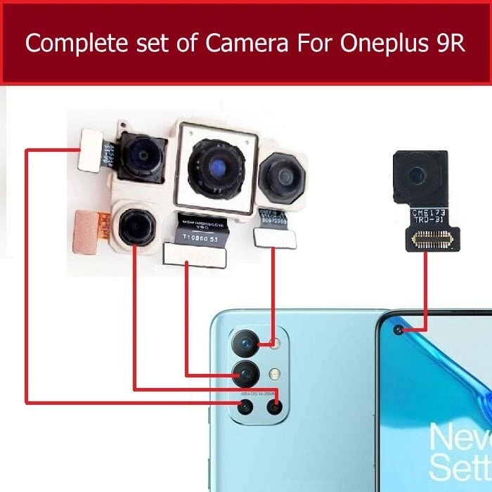 Back Rear Big Main Camera Module Flex Cable For OnePlus 9R Small Front Camera Flex Replacement Parts
