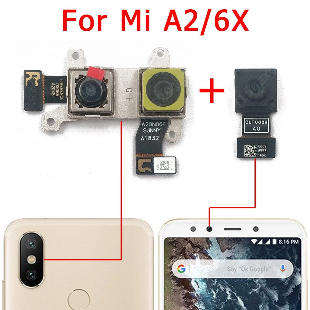 Rear Front Camera for Xiaomi Mi A2/6X Selfie Frontal Backside Repair Facing Back Camera Module Replacement Spare Parts