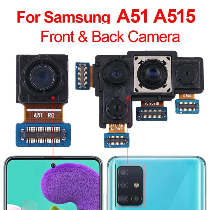 Back Rear Big Main Camera Module Flex Cable For Samsung Galaxy A51 (SM-A515F) Small Front Camera Flex Replacement Parts
