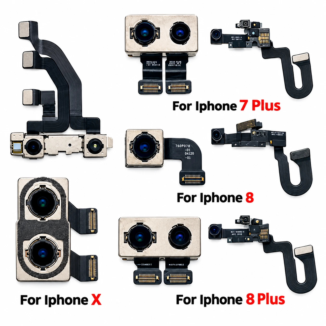 Back Rear Big Main Camera Module Flex Cable For Apple iPhone X 7 Plus 8 8 Plus Small Front Camera Flex Replacement Parts