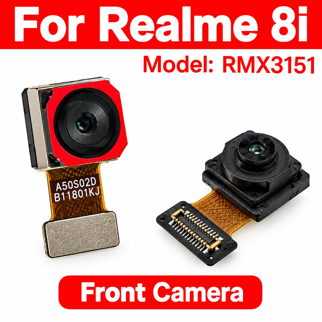 Back Rear Big Main Camera Module Flex Cable For Realme 8i RMX3135 Small Front Camera Flex Replacement Parts