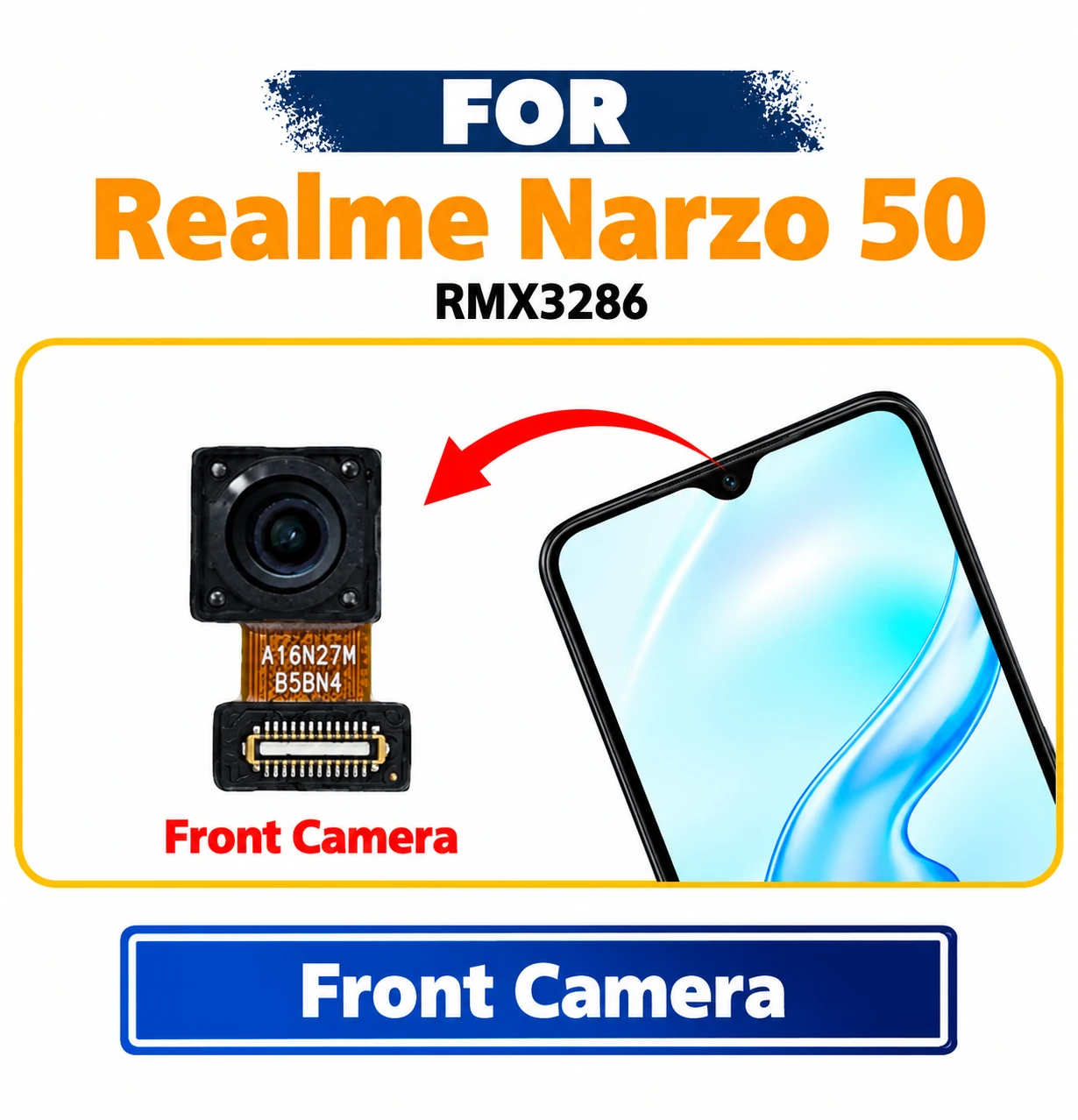 Realme Narzo 50 Front Camera Module Selfie Camera Replacement Repair Spare Part For RMX3286