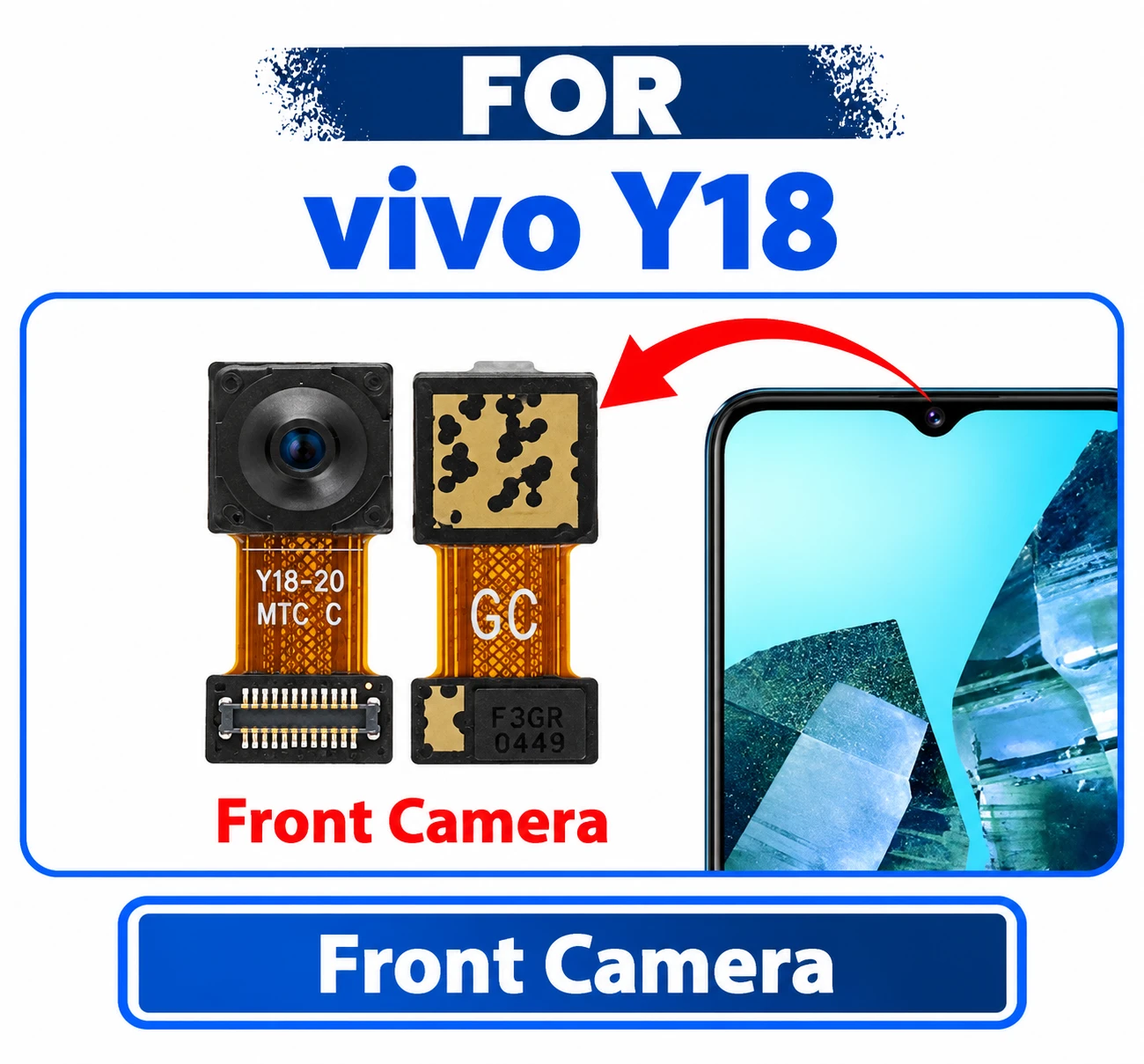 vivo Y18 Front Camera Module - Front Selfie Camera Flex Cable Ribbon Sensor Replacement Repair Spare Parts