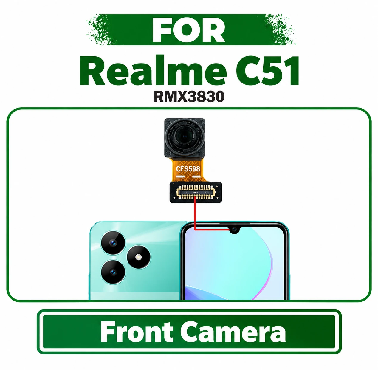 Realme C51 Front Camera Module - Selfie Camera Flex Cable Replacement Repair Spare Part (RMX3830)