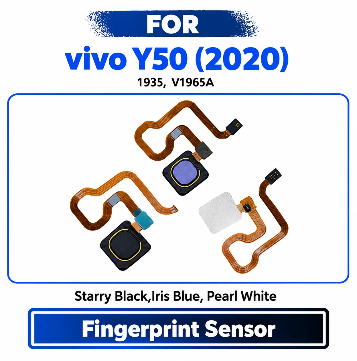 vivo Y50 (2020) Fingerprint Sensor Power Switch Flex Cable - Power On Off Button Key Touch ID Sensor Ribbon Replacement Spare Parts for 1935, V1965A