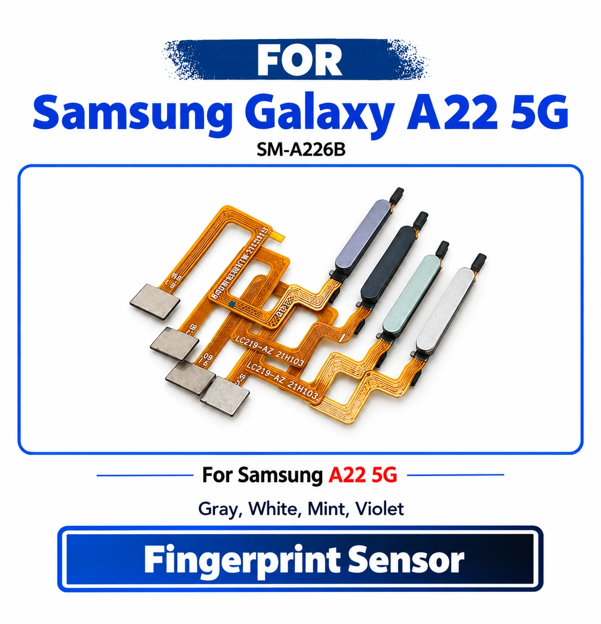 vivo Y15s (2021) Fingerprint Sensor Touch Sensor Finger Power Switch ON/OFF Side Button Key Flex Cable Replacement Part For V2120, V2147, V2139