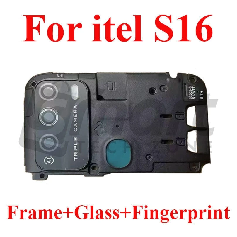 Rear Camera Glass Lens Back Camera Glass With Frame And Fingerprint Holder Cover Replacement Repair Parts For Itel S16