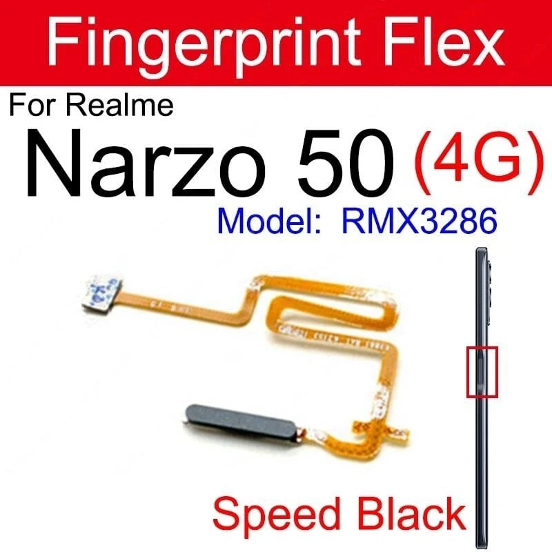 Power Button Fingerprint Sensor Flex Cable For Realme Narzo 50 4GON OFF Key Sensor Home Touch Fingerprint Sensor Flex Ribbon