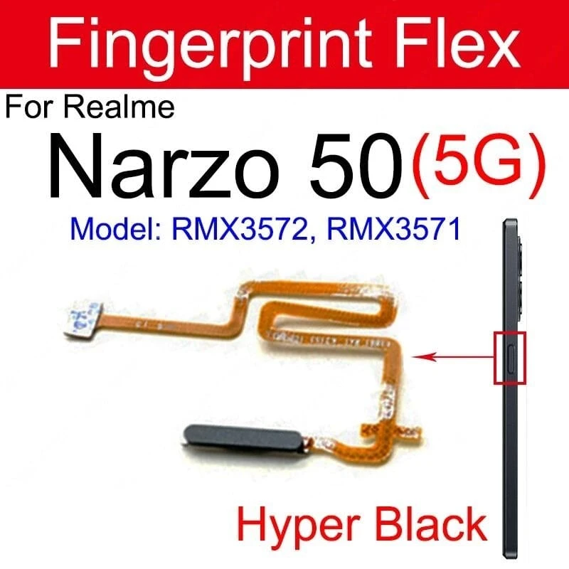 Power Button Fingerprint Sensor Flex Cable For Realme Narzo 50 5G ON OFF Key Sensor Home Touch Fingerprint Sensor Flex Ribbon