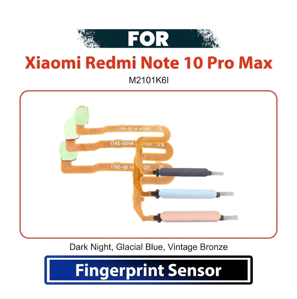 Xiaomi Redmi Note 10 Pro Max Fingerprint Sensor Flex Cable Home Button Scanner Replacement Repair Spare Part M2101K6I
