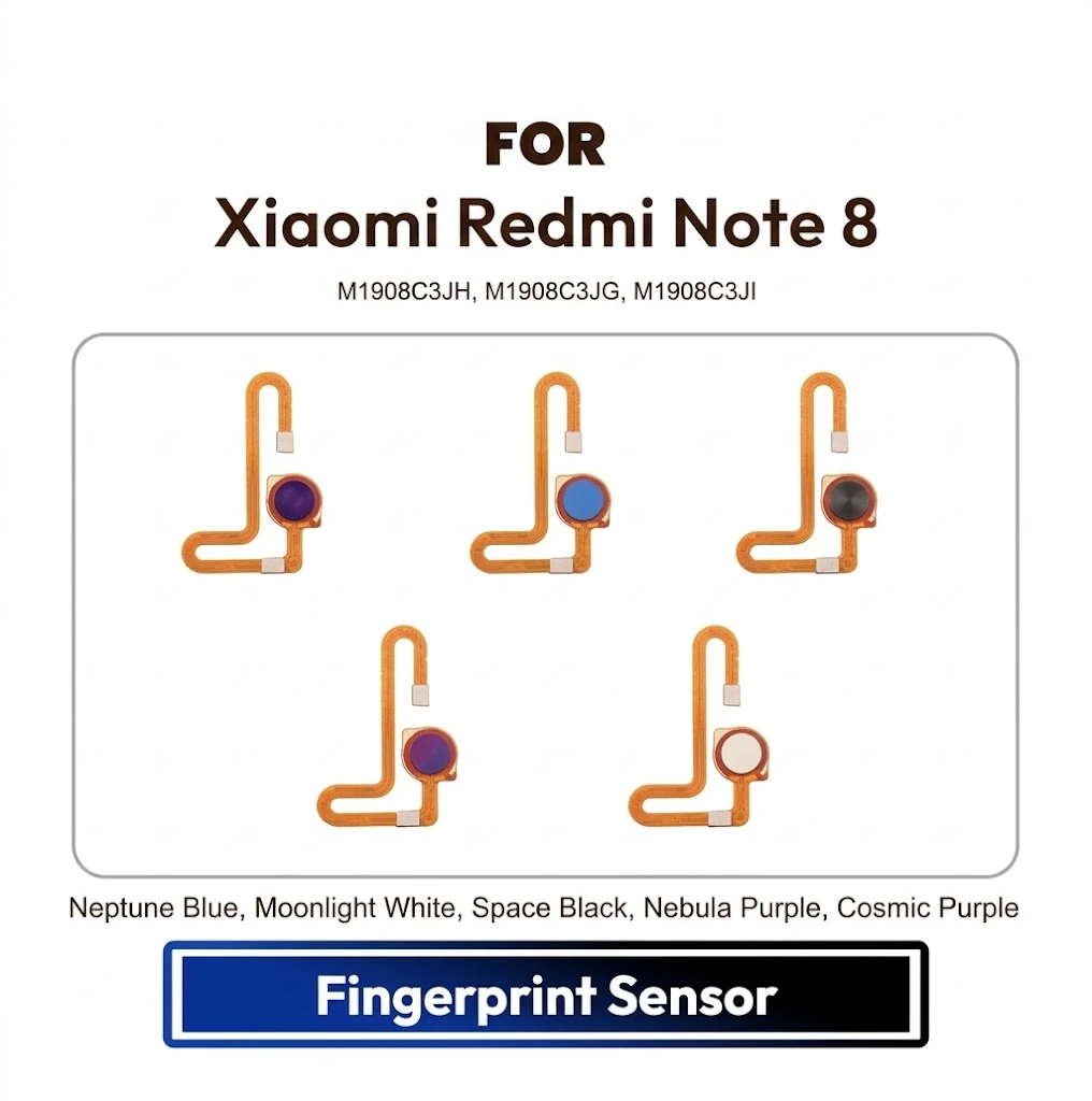 Xiaomi Redmi Note 8 Fingerprint Sensor Flex Cable Home Button Scanner Replacement Repair Spare Part (M1908C3JH, M1908C3JG, M1908C3JI)
