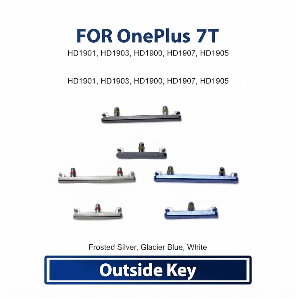 OnePlus 7T External Side Keys - Power On Off Switch Button & Volume Up Down Outside Key Replacement Repair Spare Parts HD1901, HD1903, HD1900, HD1907, HD1905