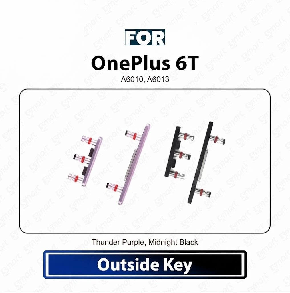 OnePlus 6T External Side Keys - Power On Off Switch Button & Volume Up Down Outside Key Replacement Repair Spare Parts (A6010, A6013)
