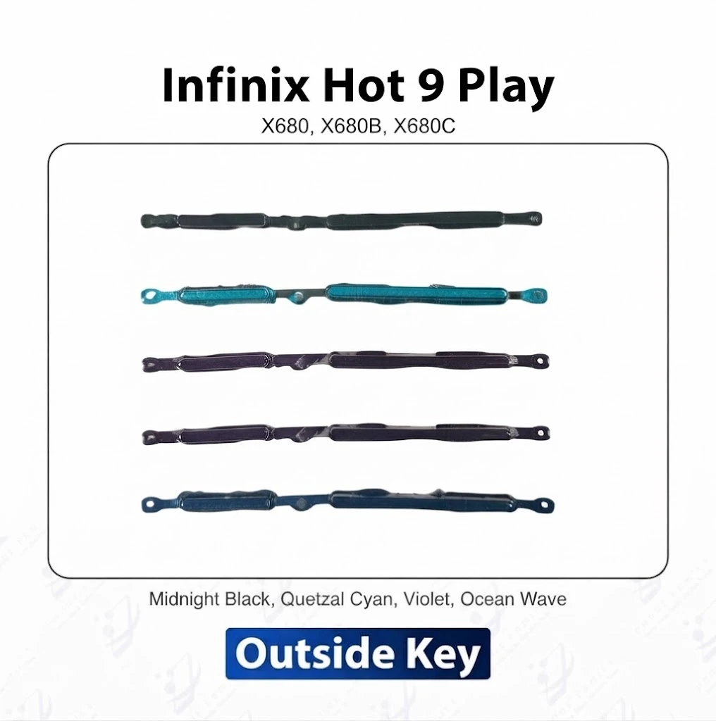 Infinix Hot 9 Play External Side Keys - Power On Off Button & Volume Switch Key Cap Replacement Spare Parts X680, X680B, X680C